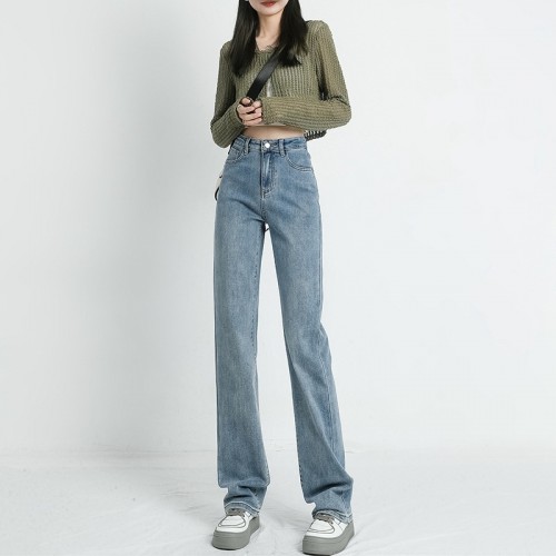 Light Wash High Waist Straight Leg Jeans